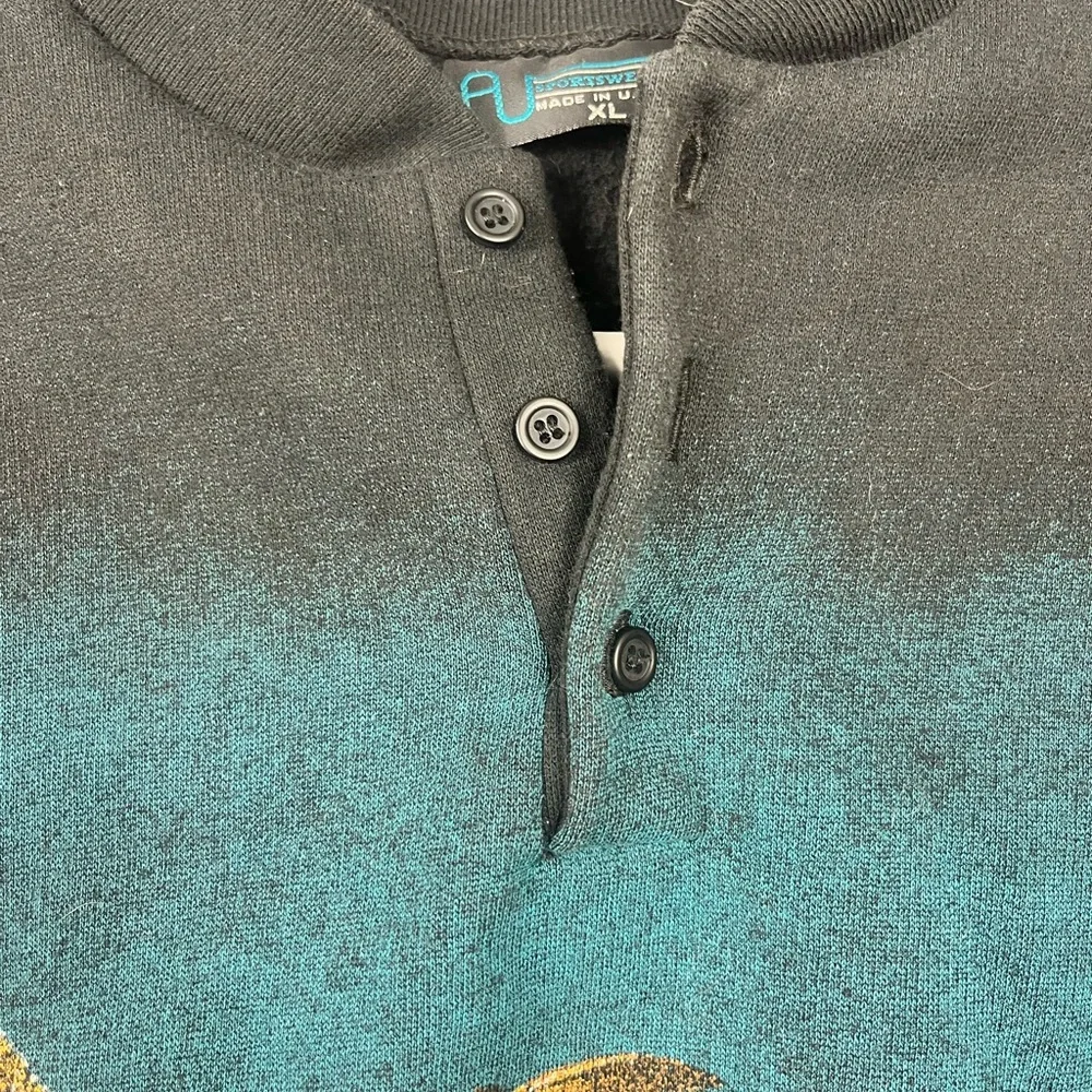 x Vtg Sweater Men XL Black Eagle fDouble
Sided Graphics Are Mint 3 Button Casual - Picture 3 of 12